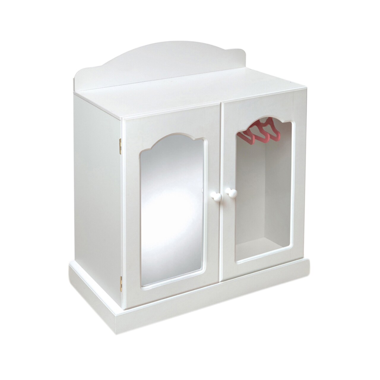 Badger Basket Co. Mirrored Doll Armoire with 3 Baskets and 3 Hangers - White